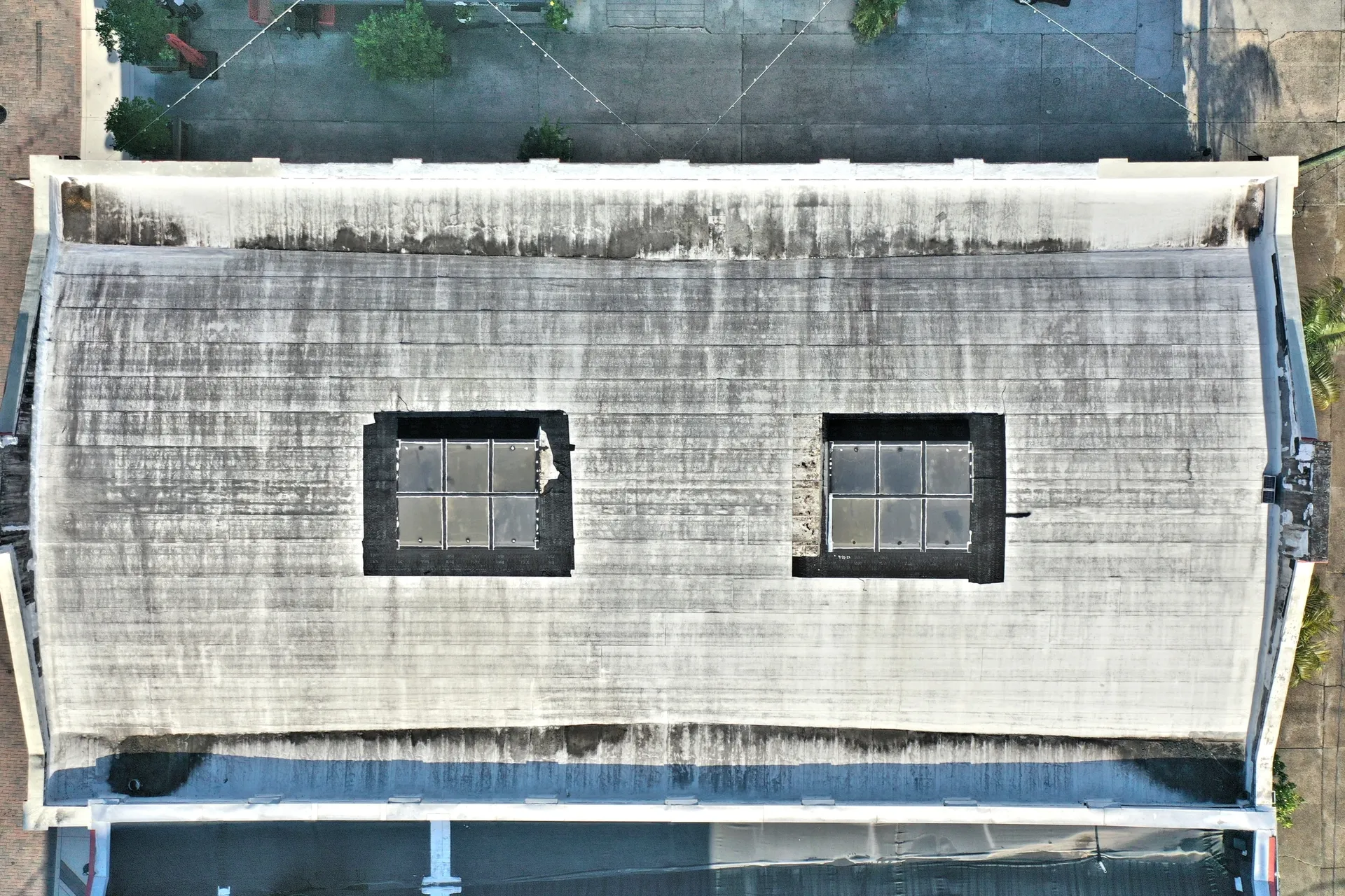 Top view of industrial rooftop design.