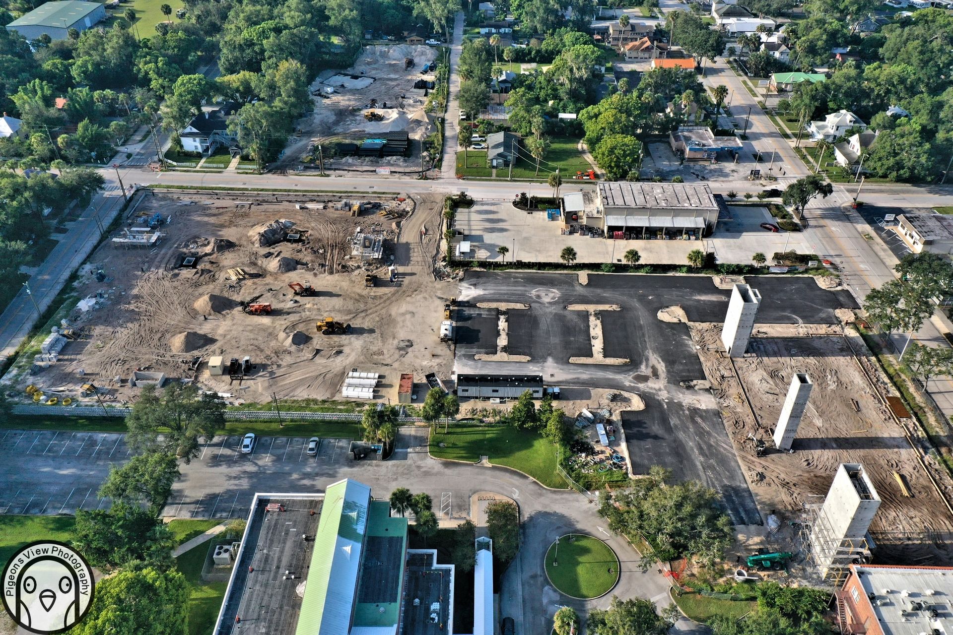 Aerial view of urban construction site