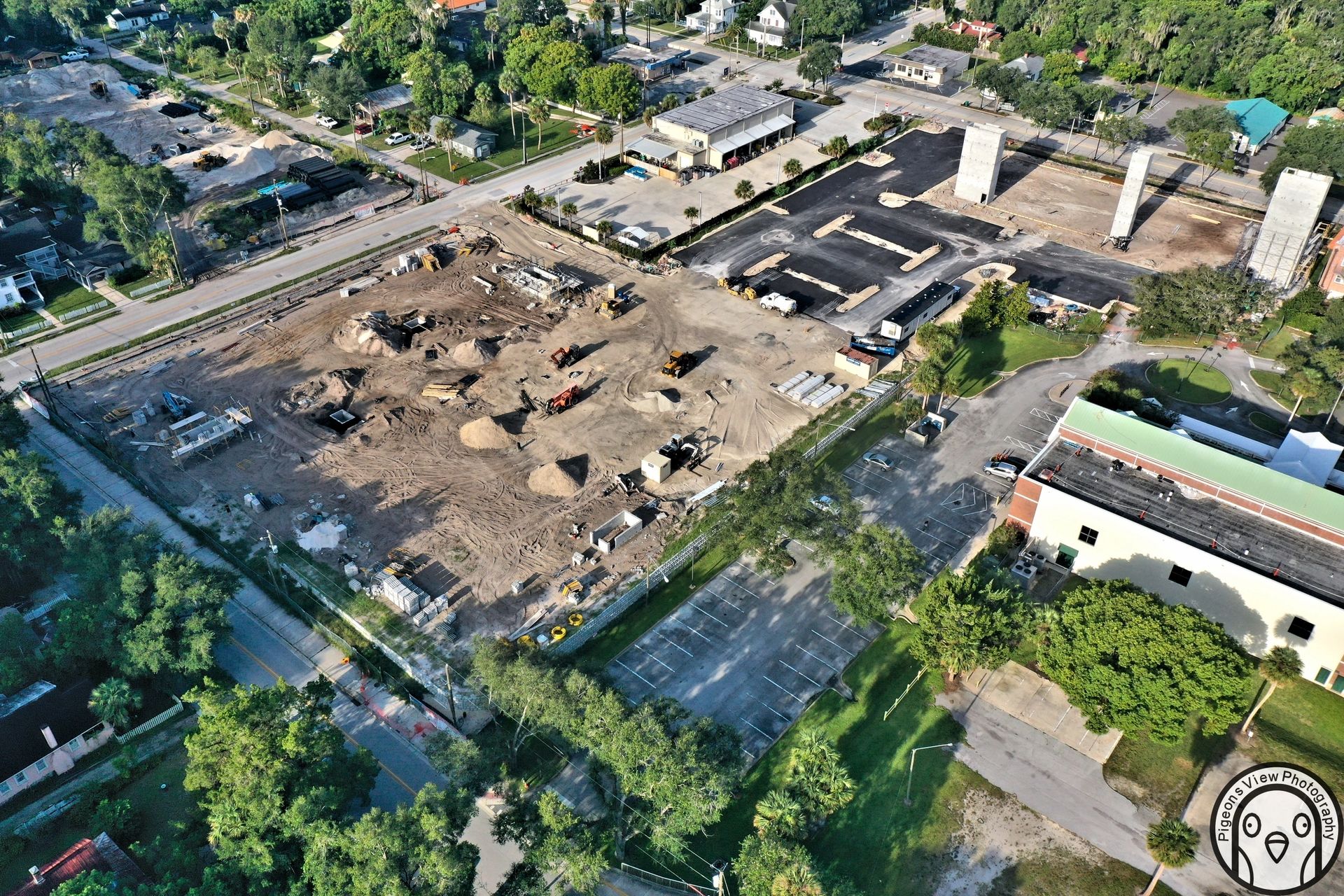Aerial view of urban construction site