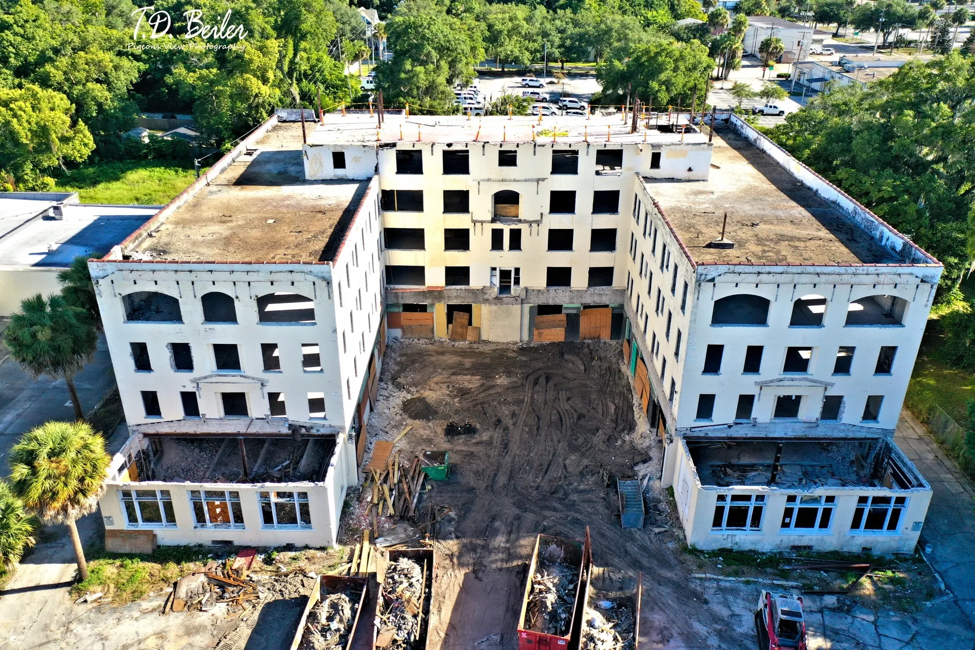 Old building under renovation with debris