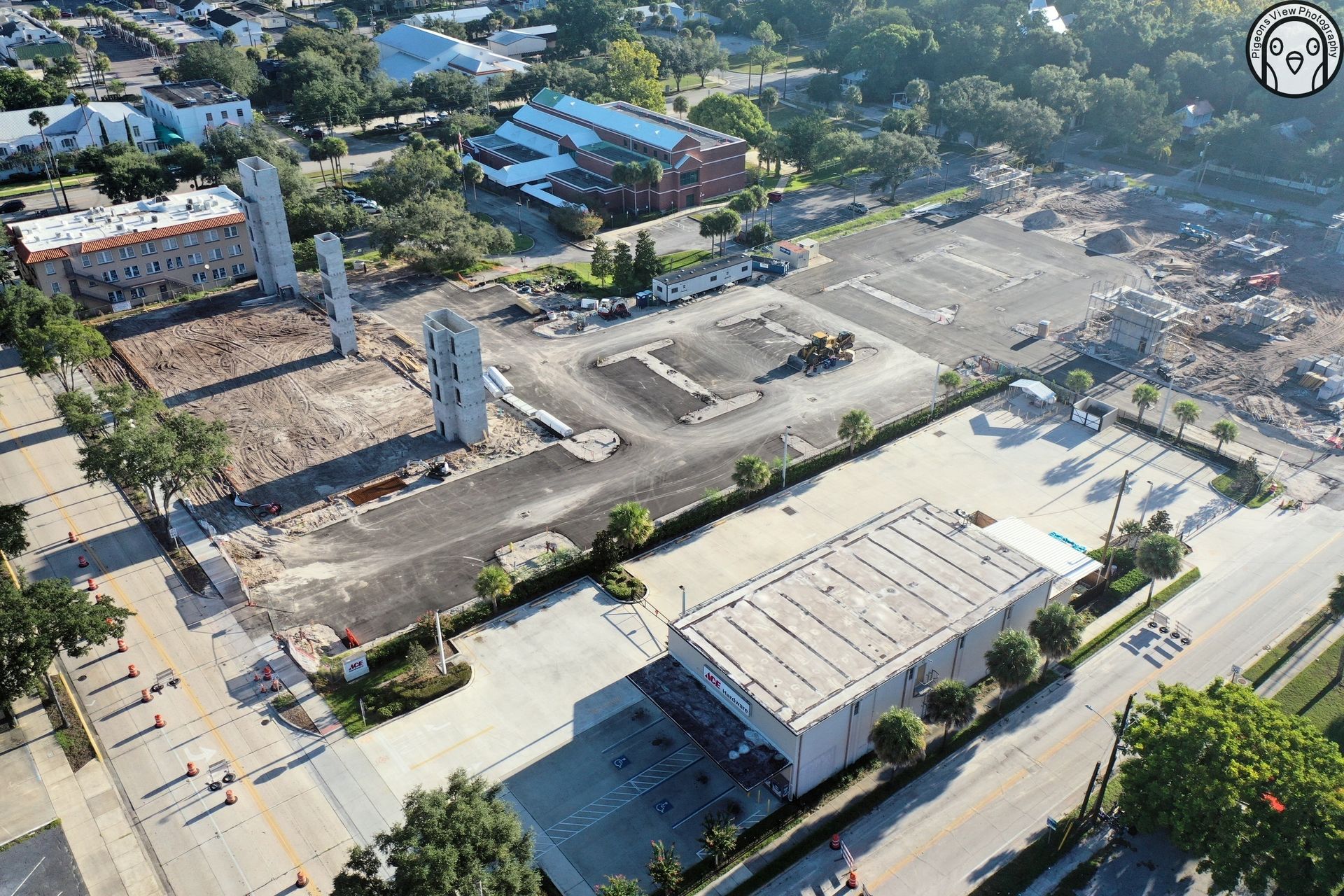 Aerial view of urban construction area