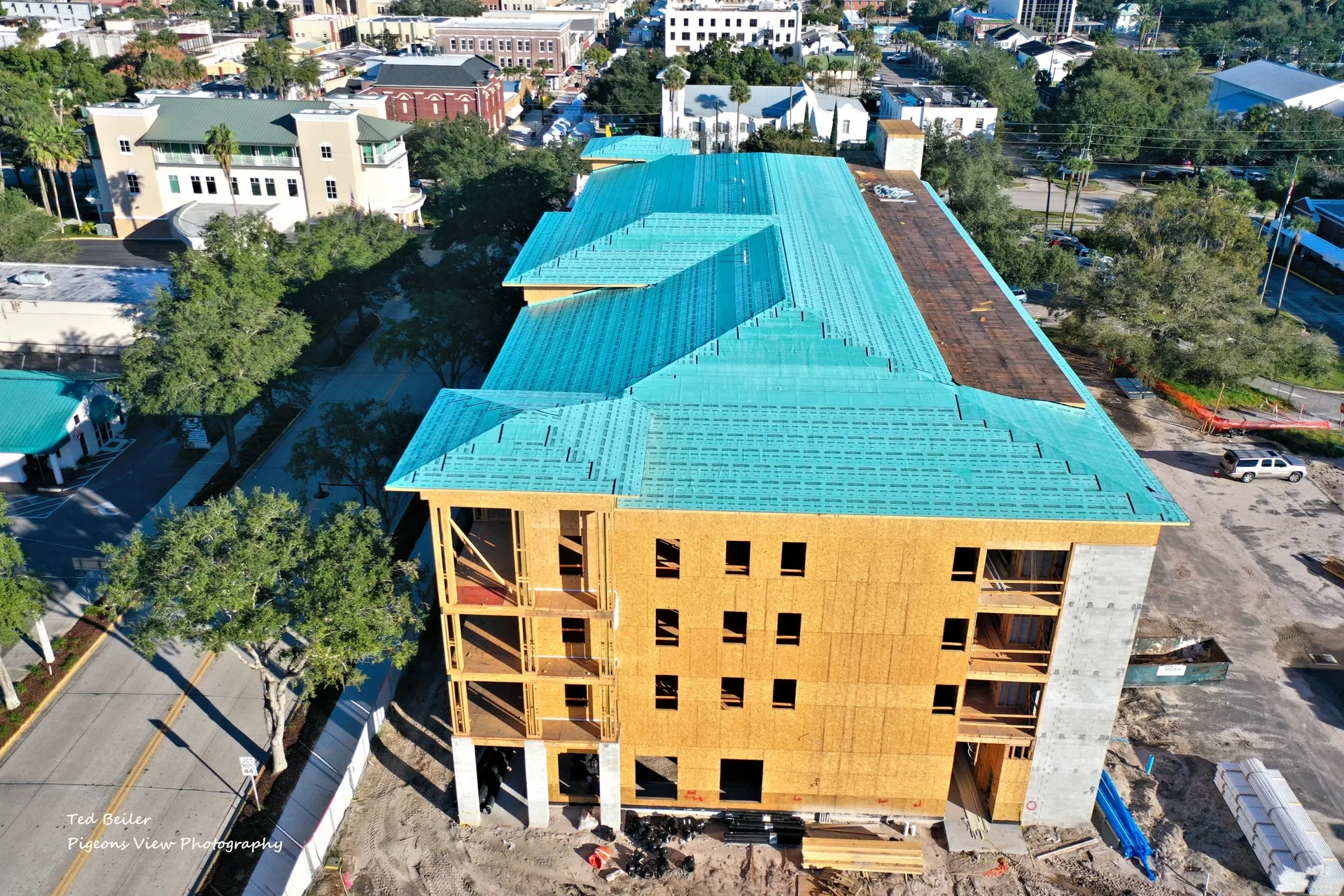 Aerial view of construction site