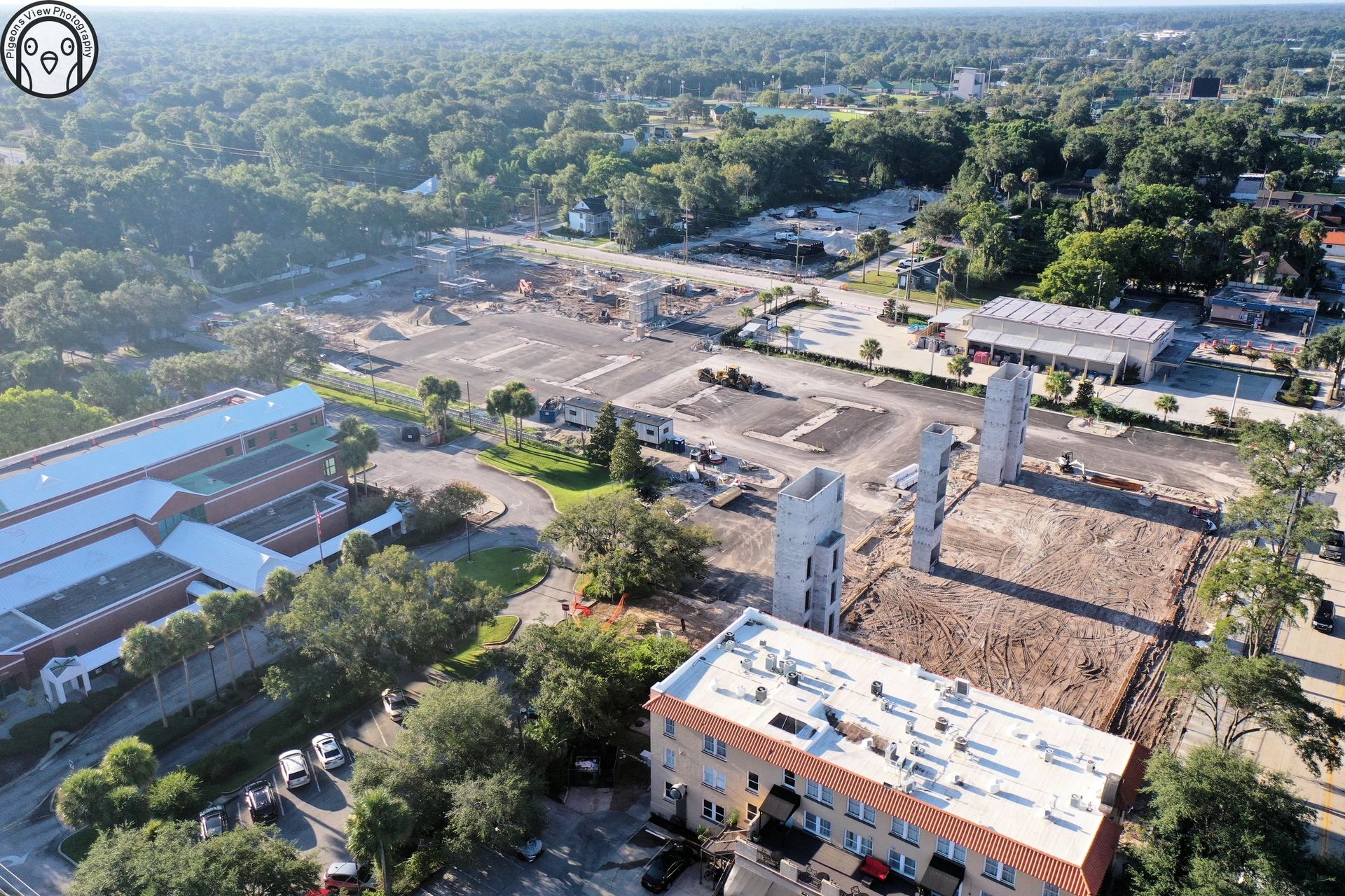Aerial view of urban construction site
