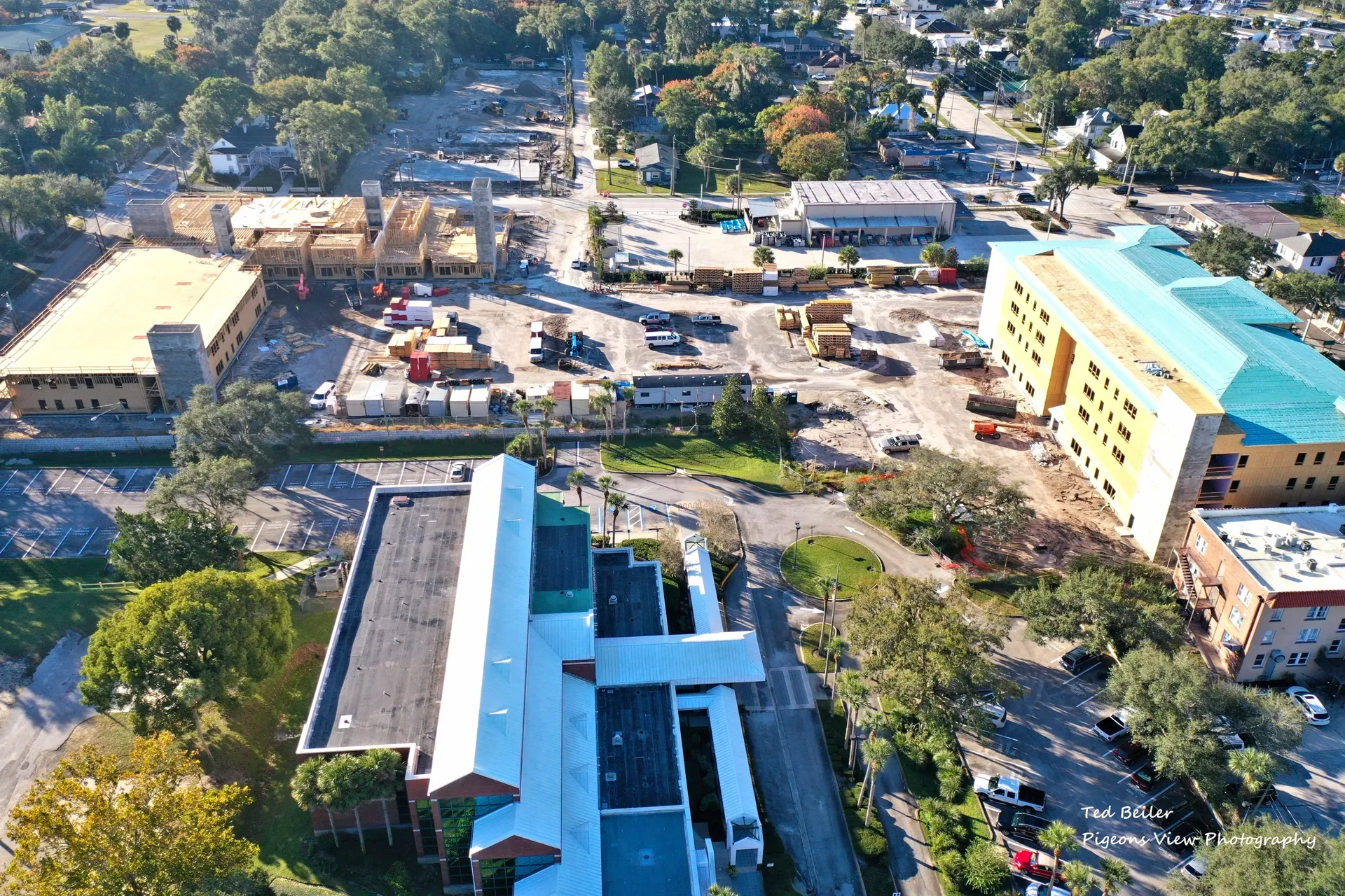 Aerial view of urban construction site