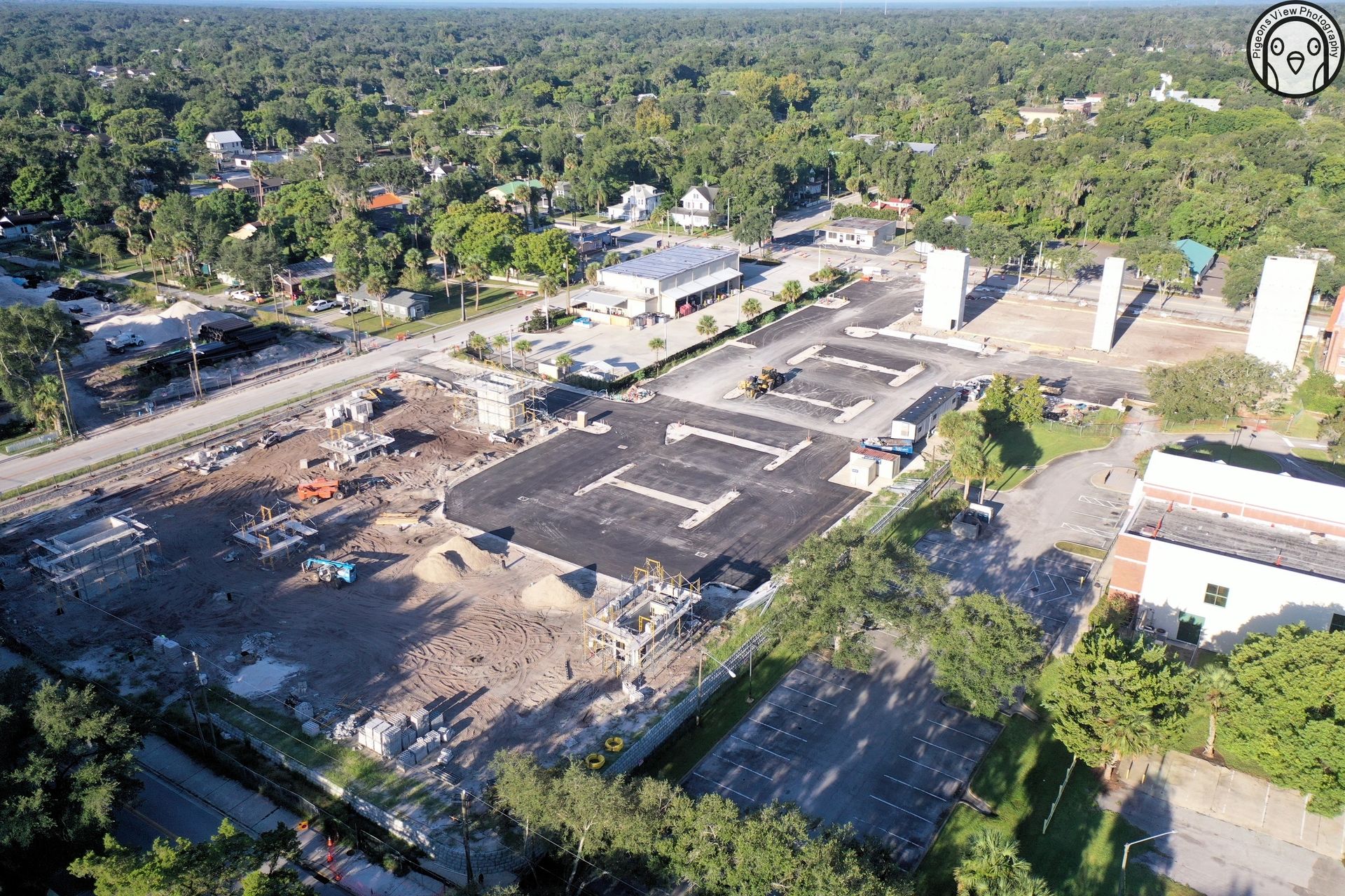 Building foundation progress in city area