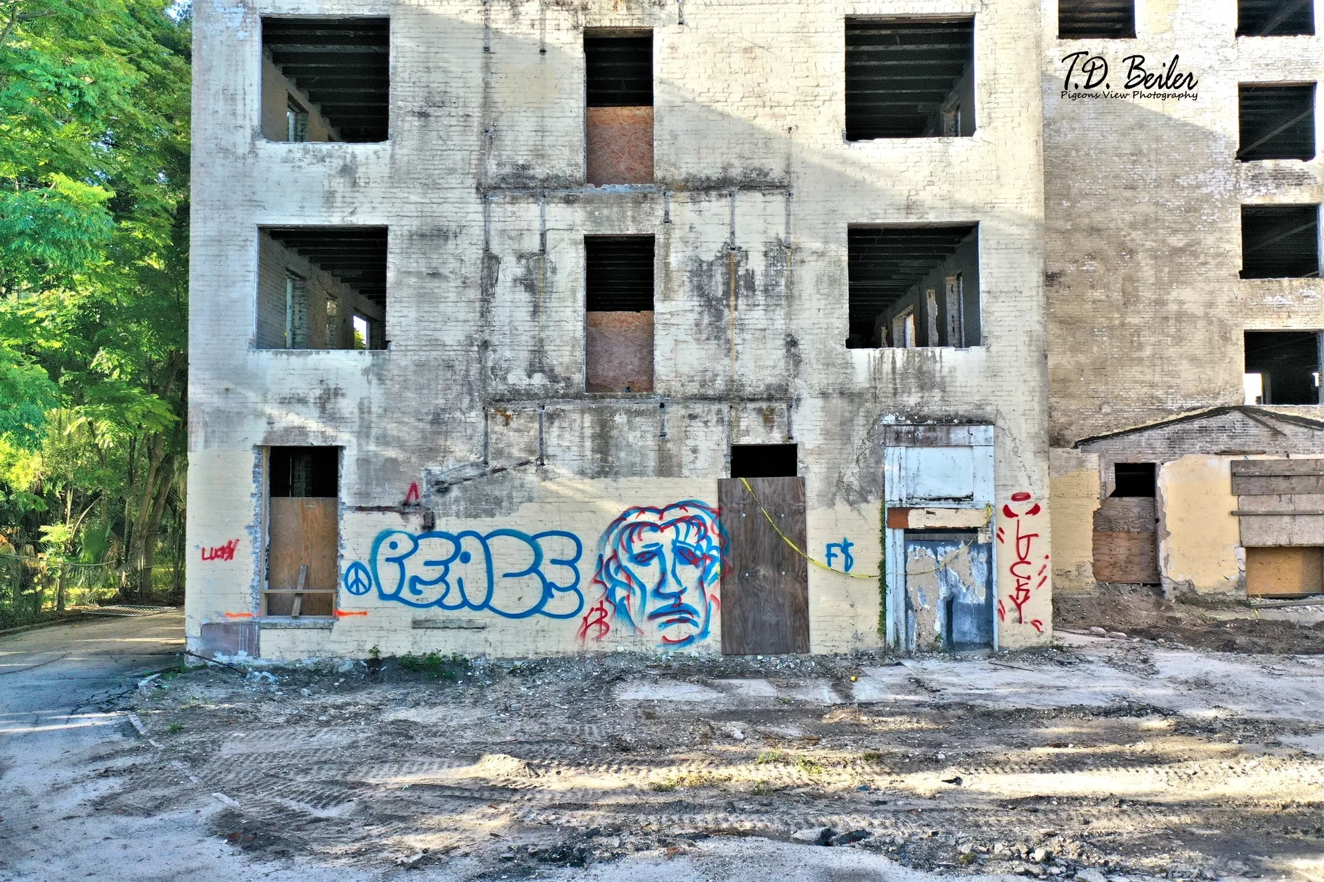 Urban art on weathered structure