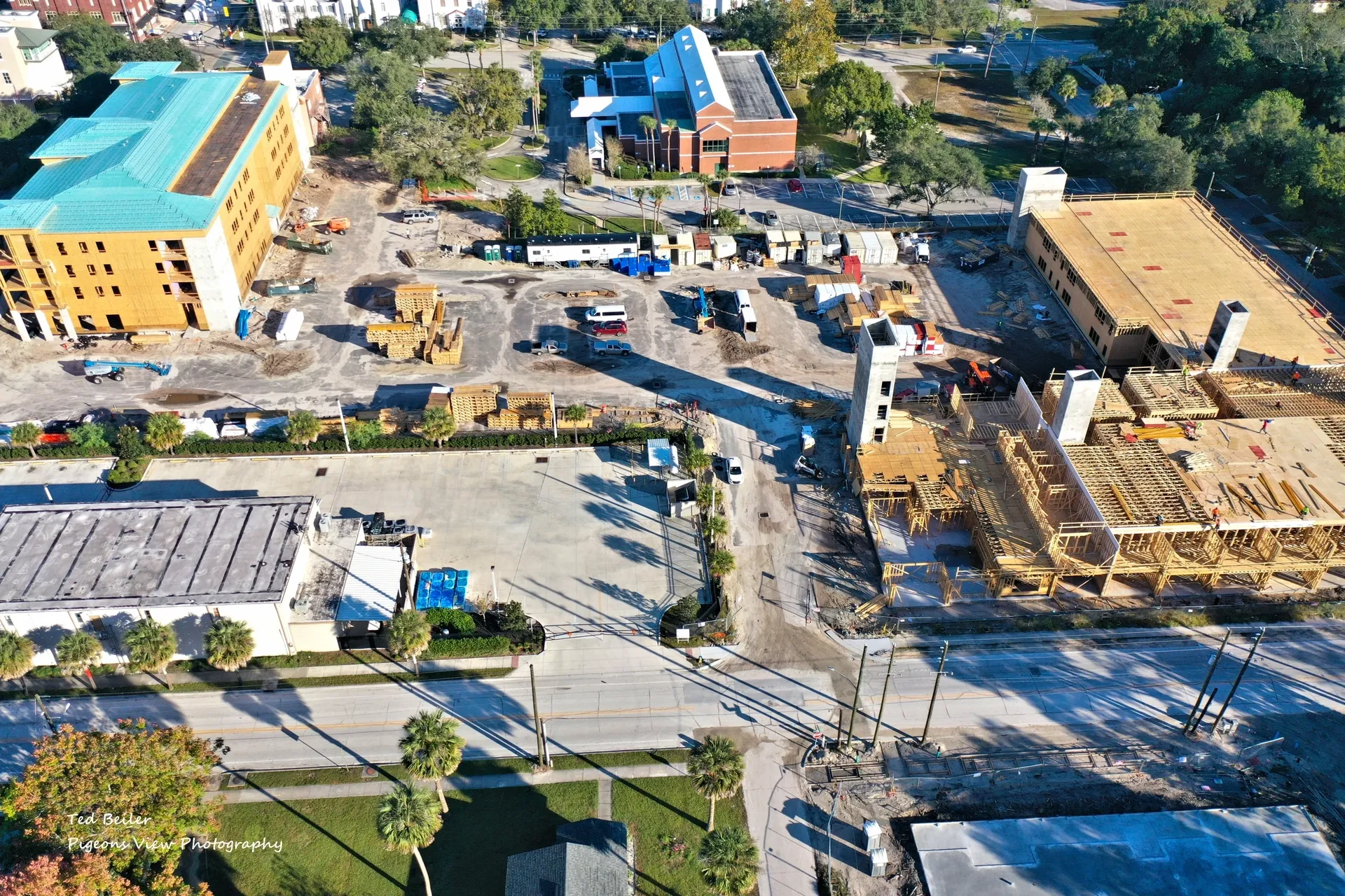 Aerial view of construction site