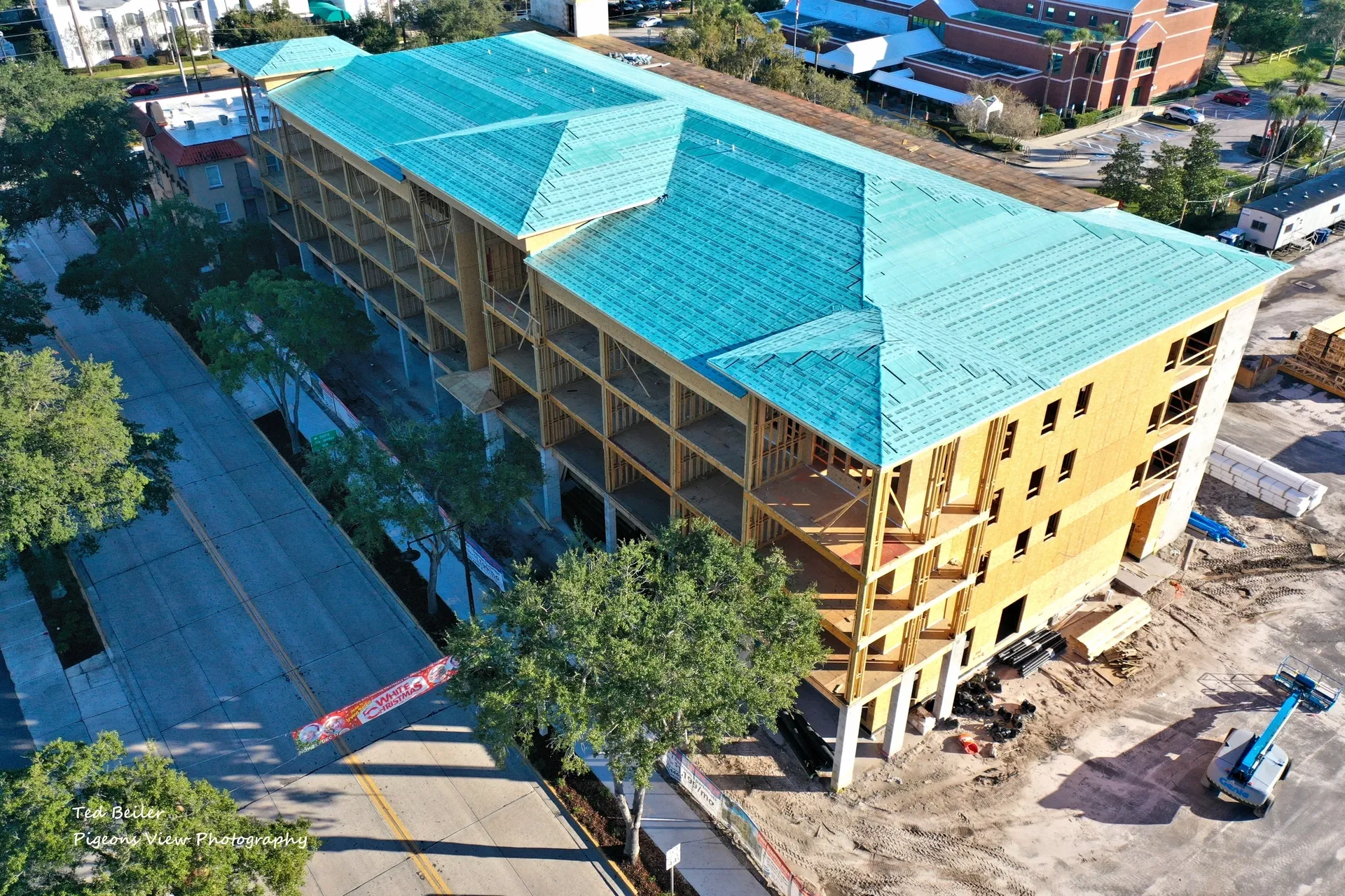Aerial view of construction site