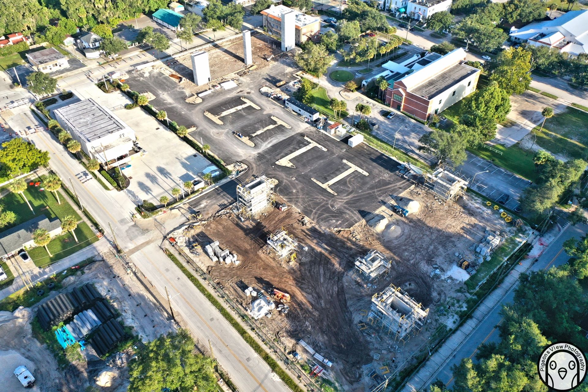 Aerial view of construction site