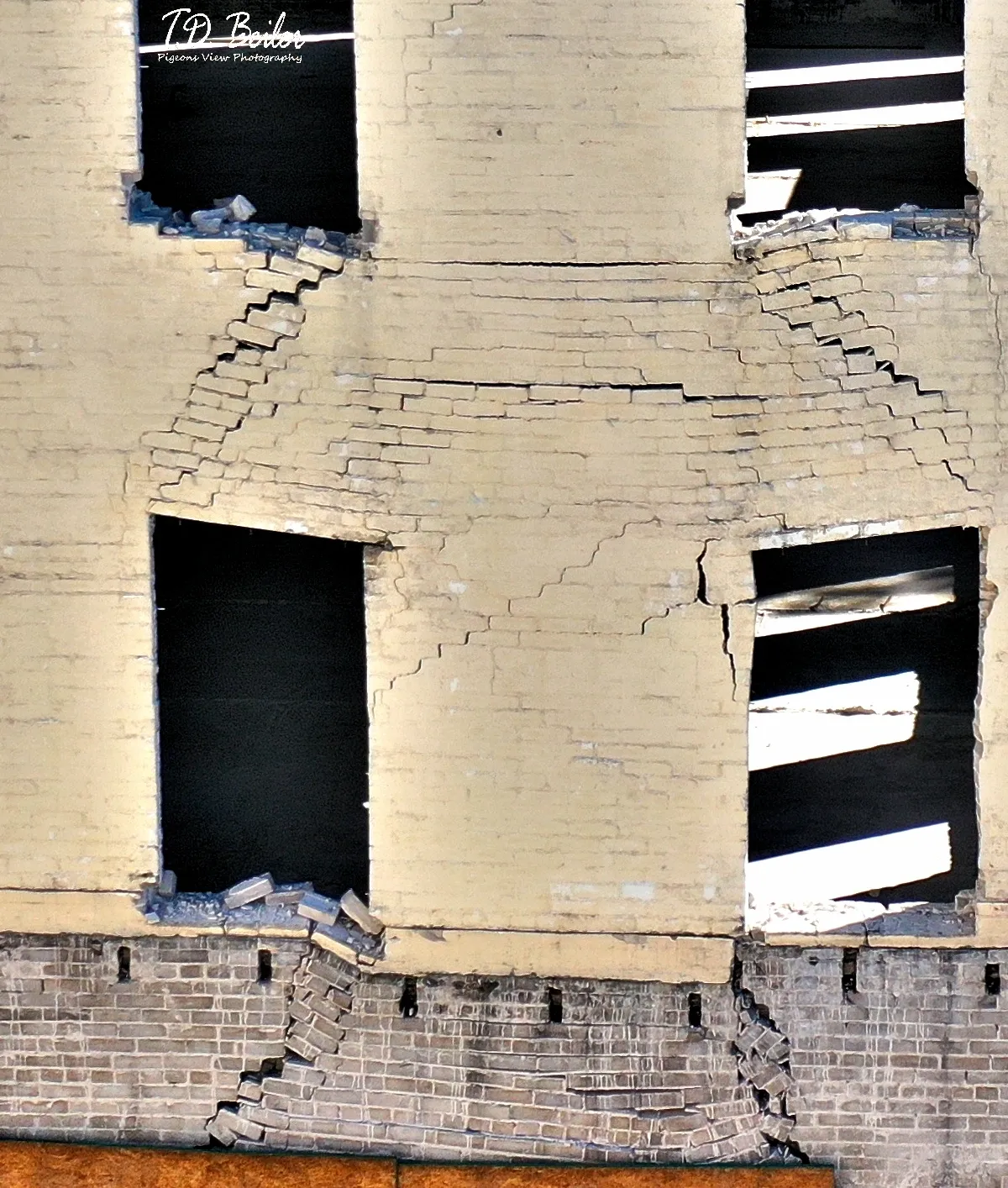 Structural damage on exterior wall