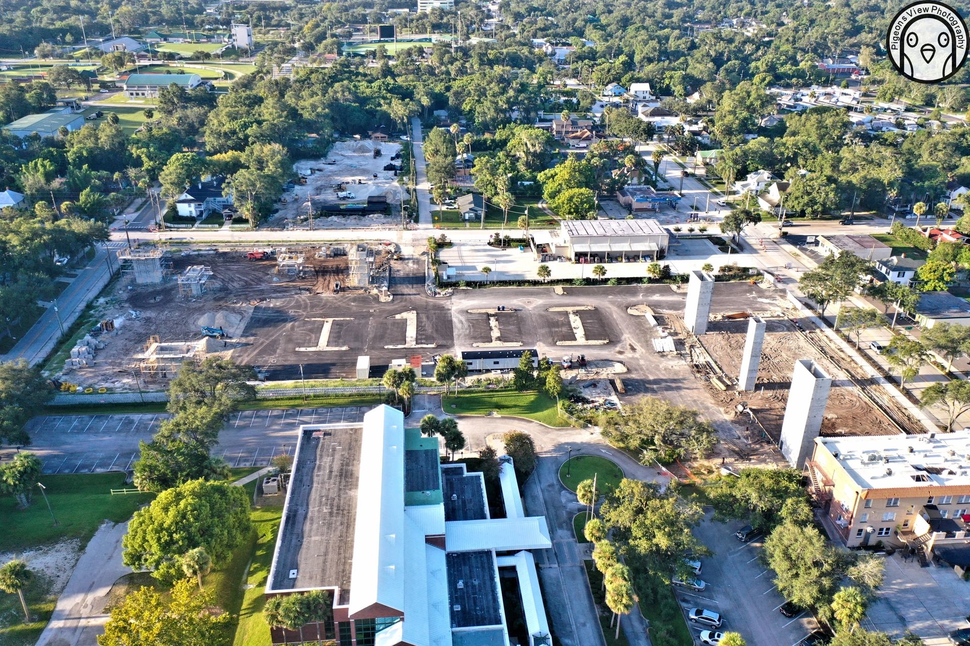 Construction landscape with city surroundings