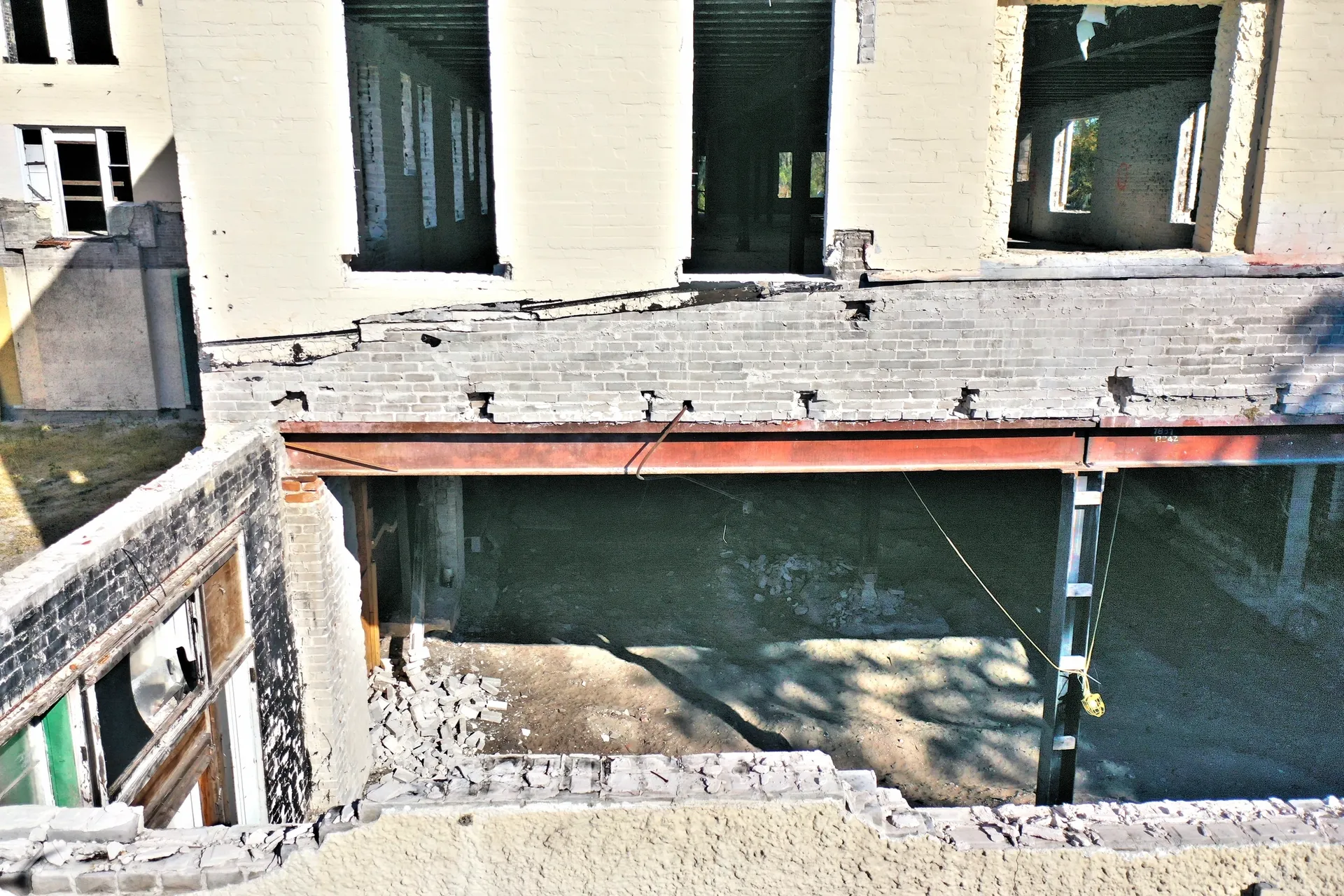Abandoned building with exposed floors