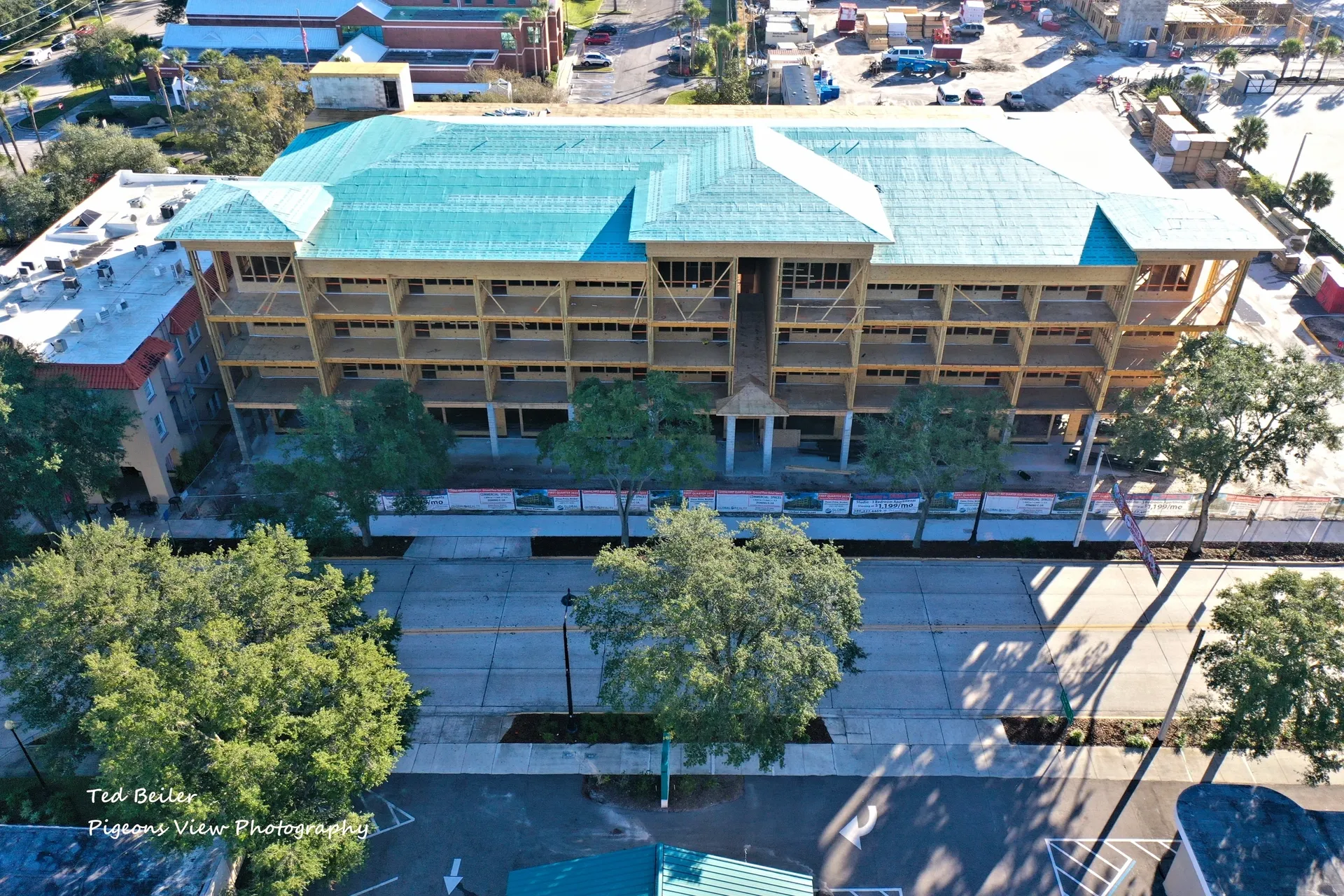 Aerial view of a building under construction