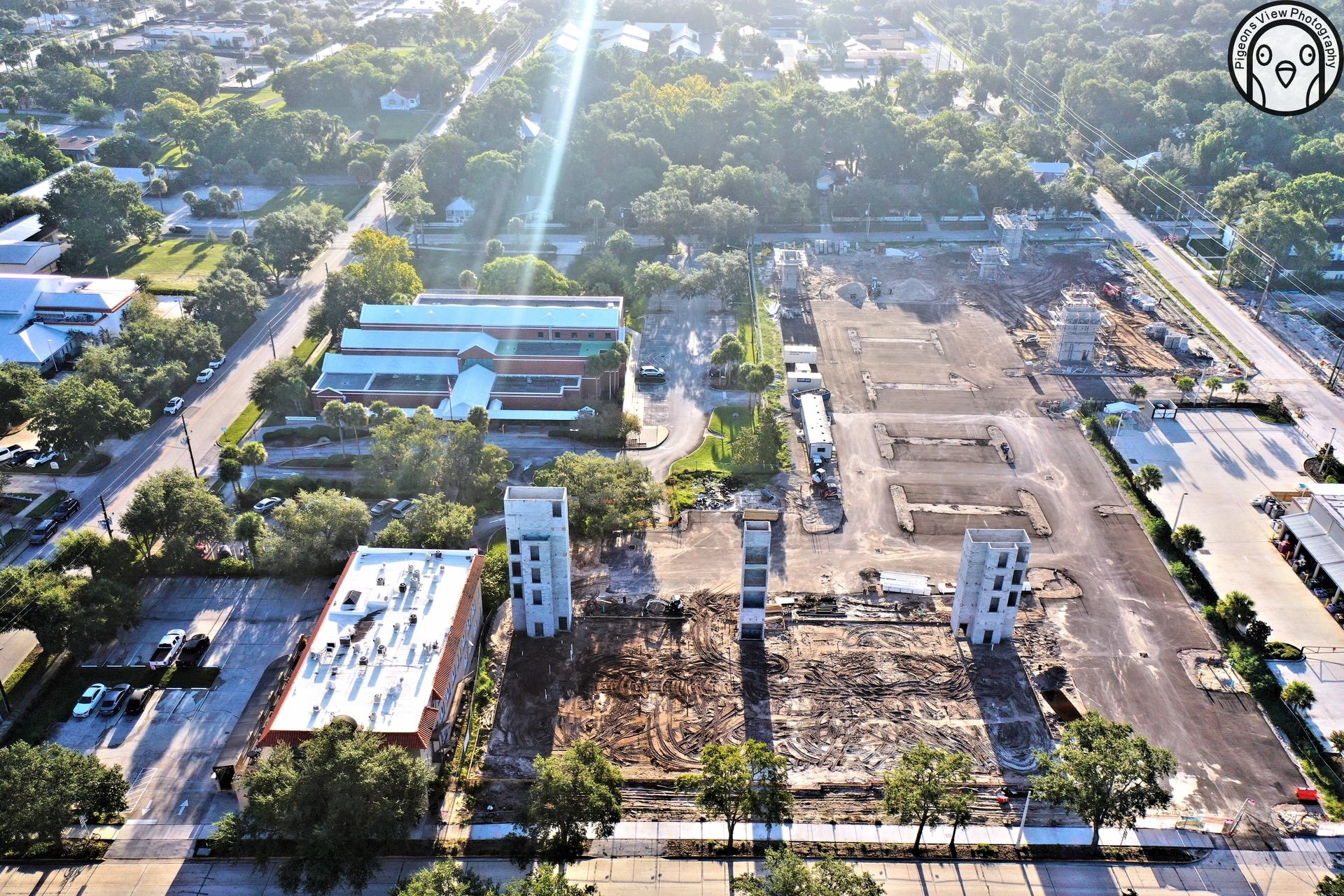 Aerial view of urban construction site