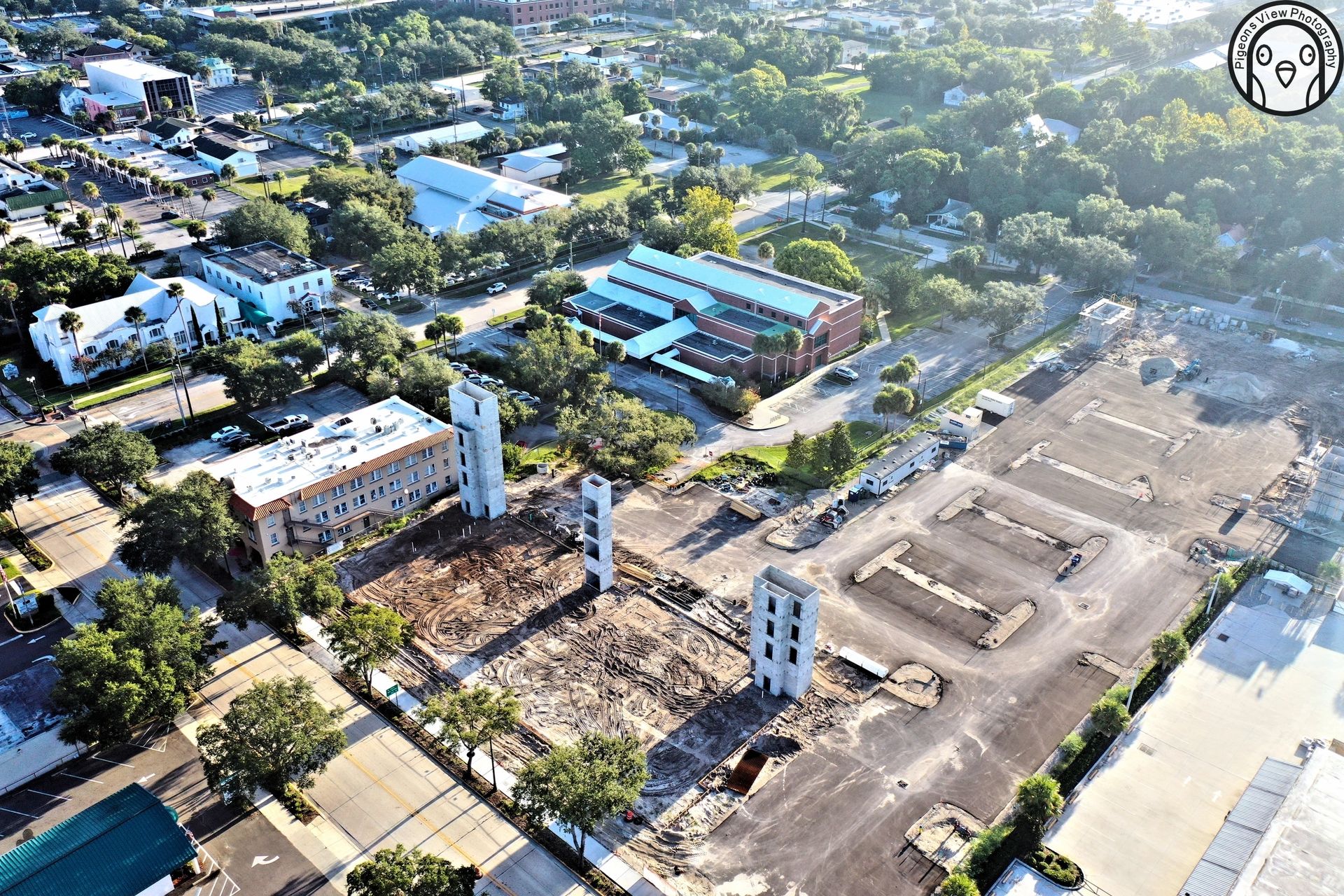 Building site with surrounding greenery