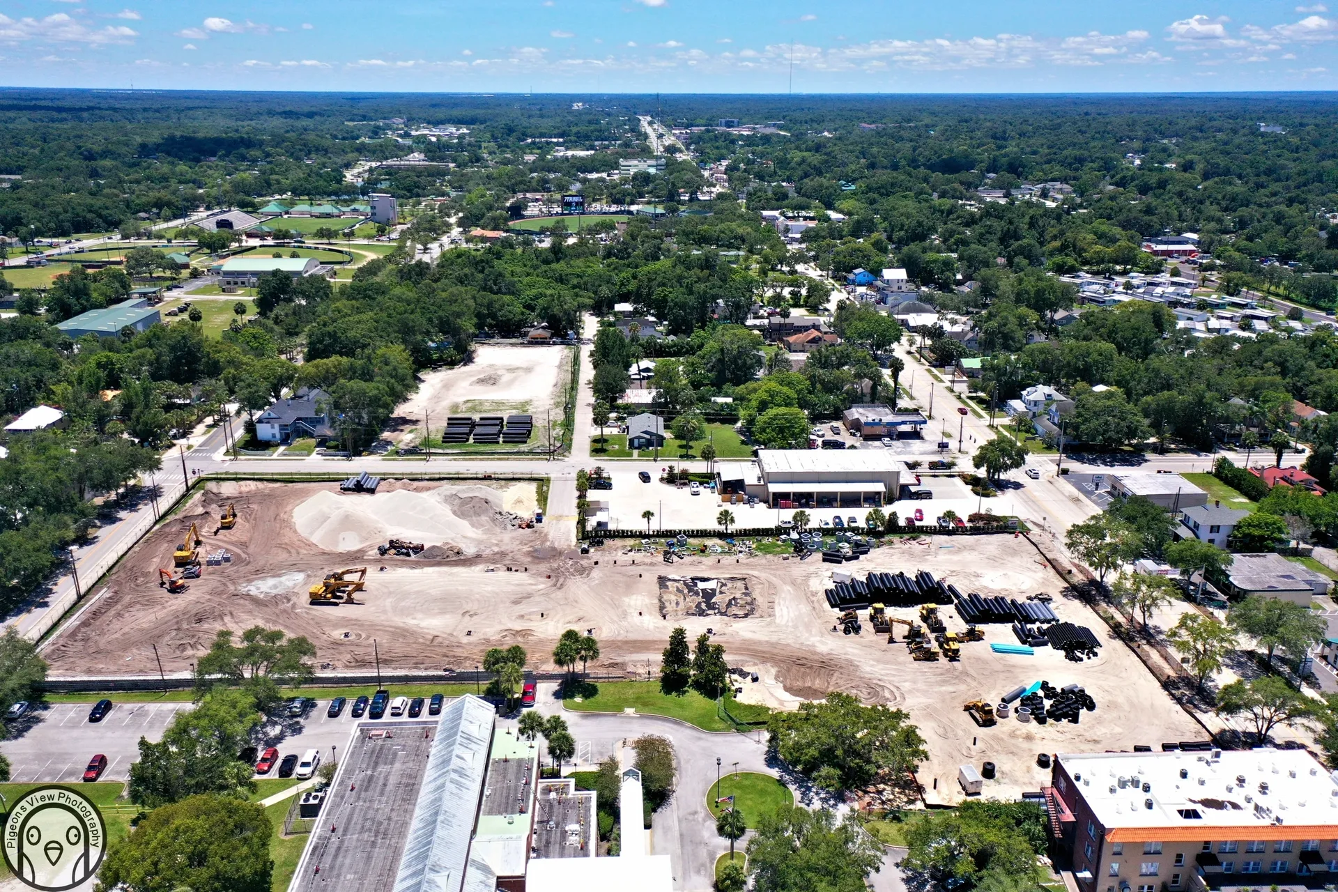 Urban development in progress, aerial perspective