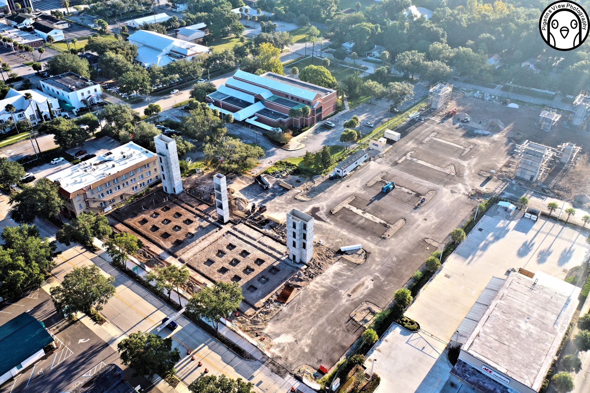 Urban development progress in city landscape.