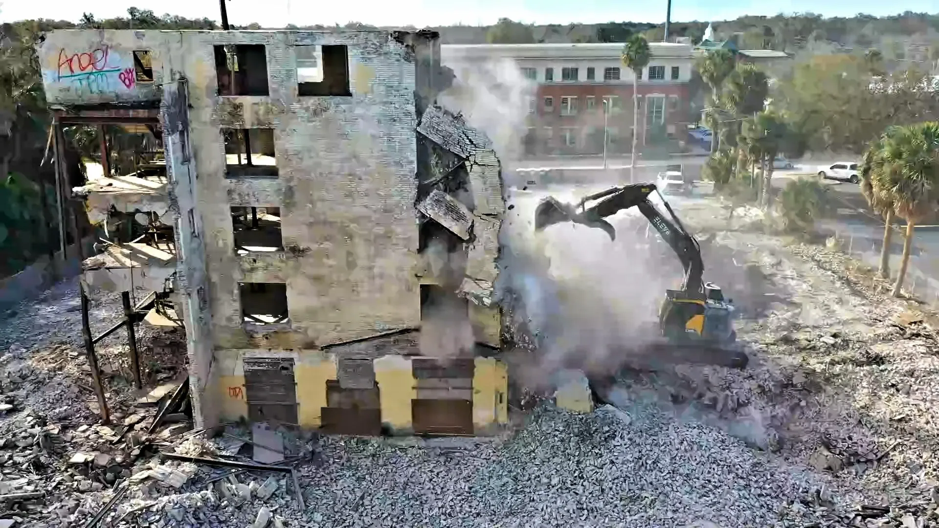 Demolition of old building in progress