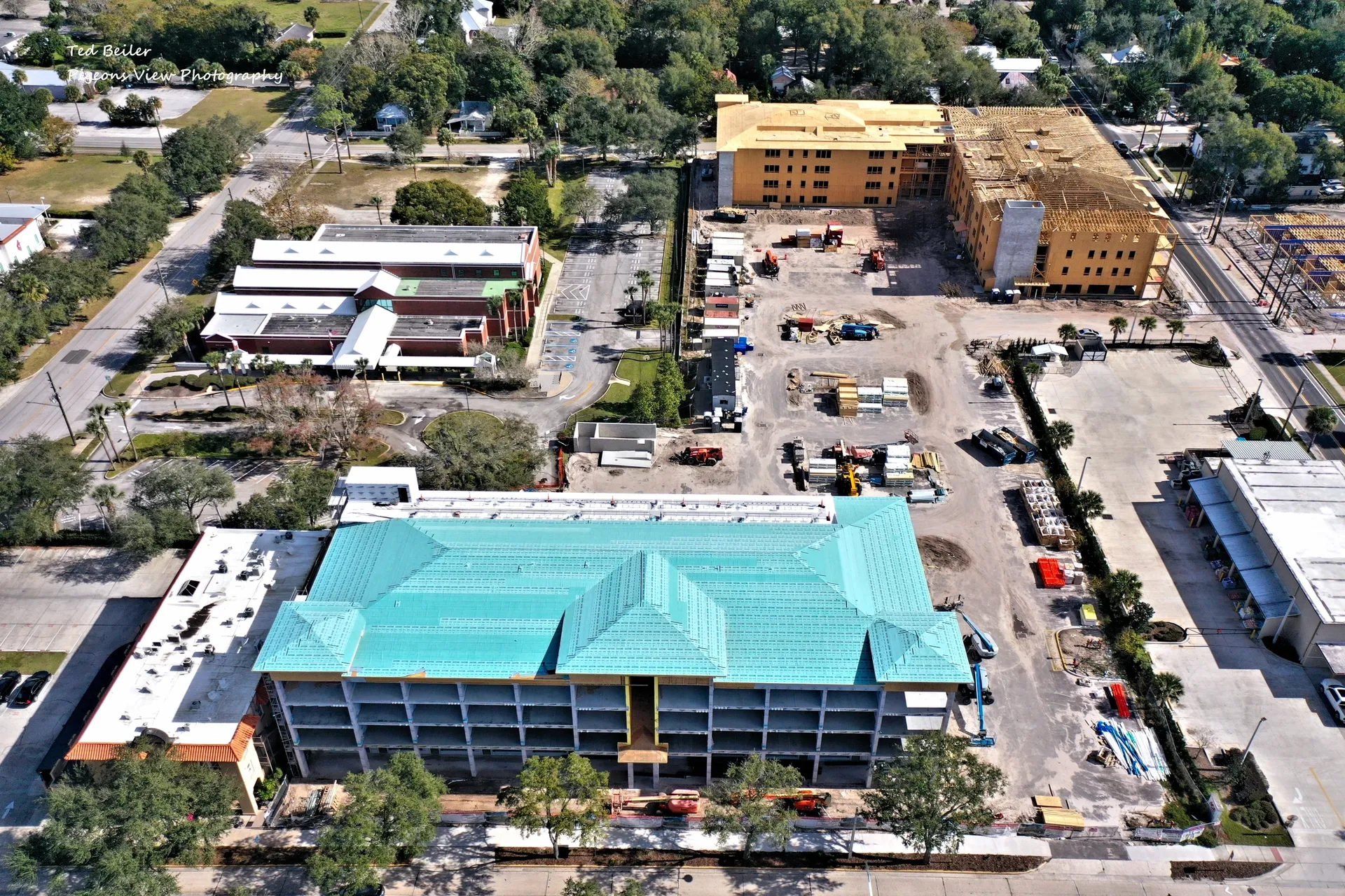 Aerial view of construction site