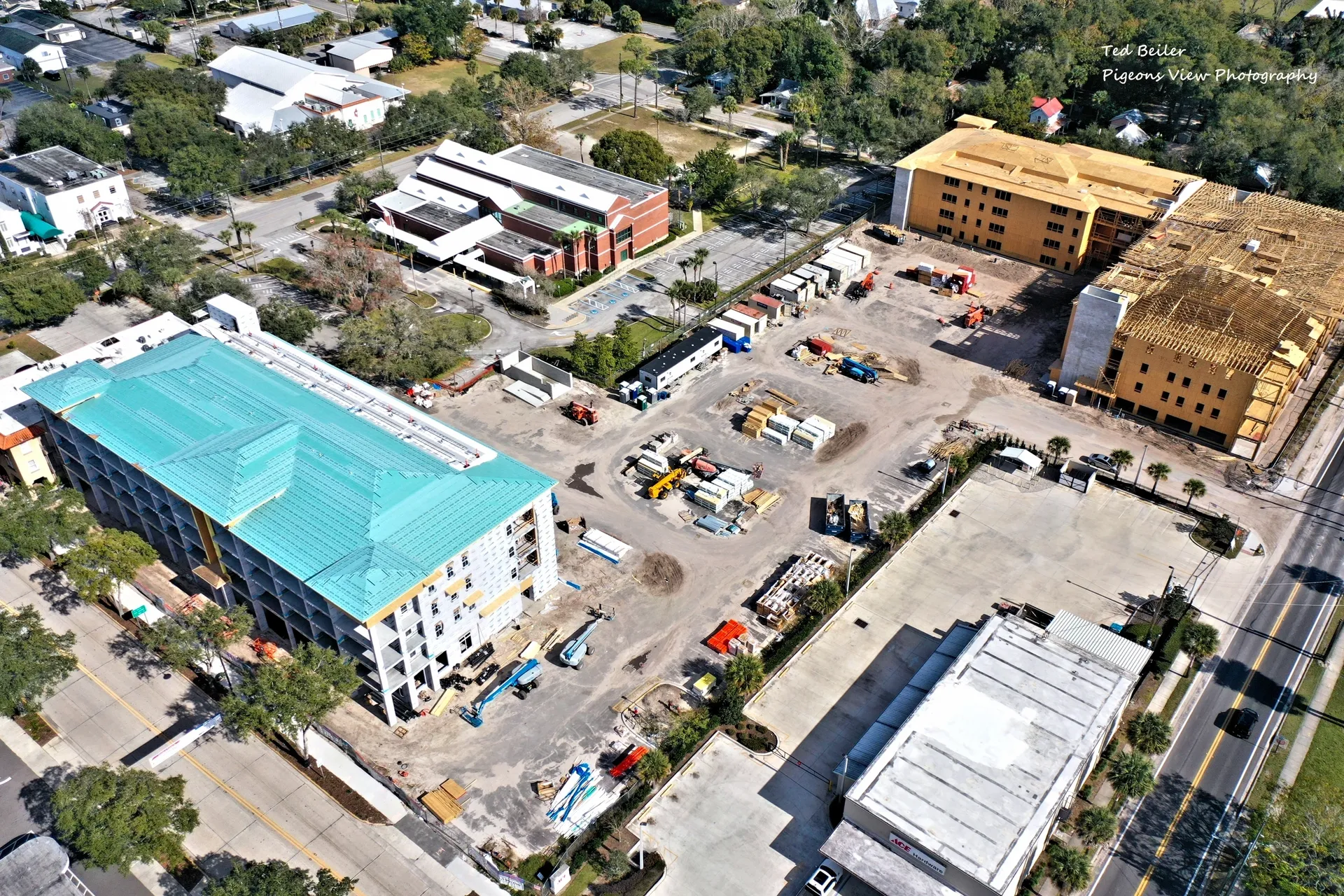 Urban development area with machinery