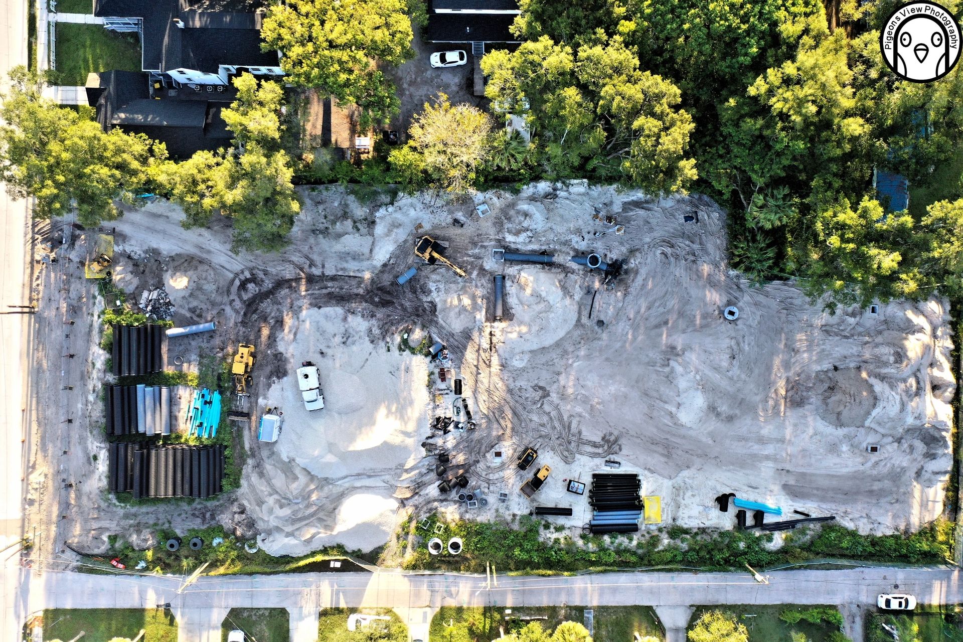 Excavation and construction materials on site