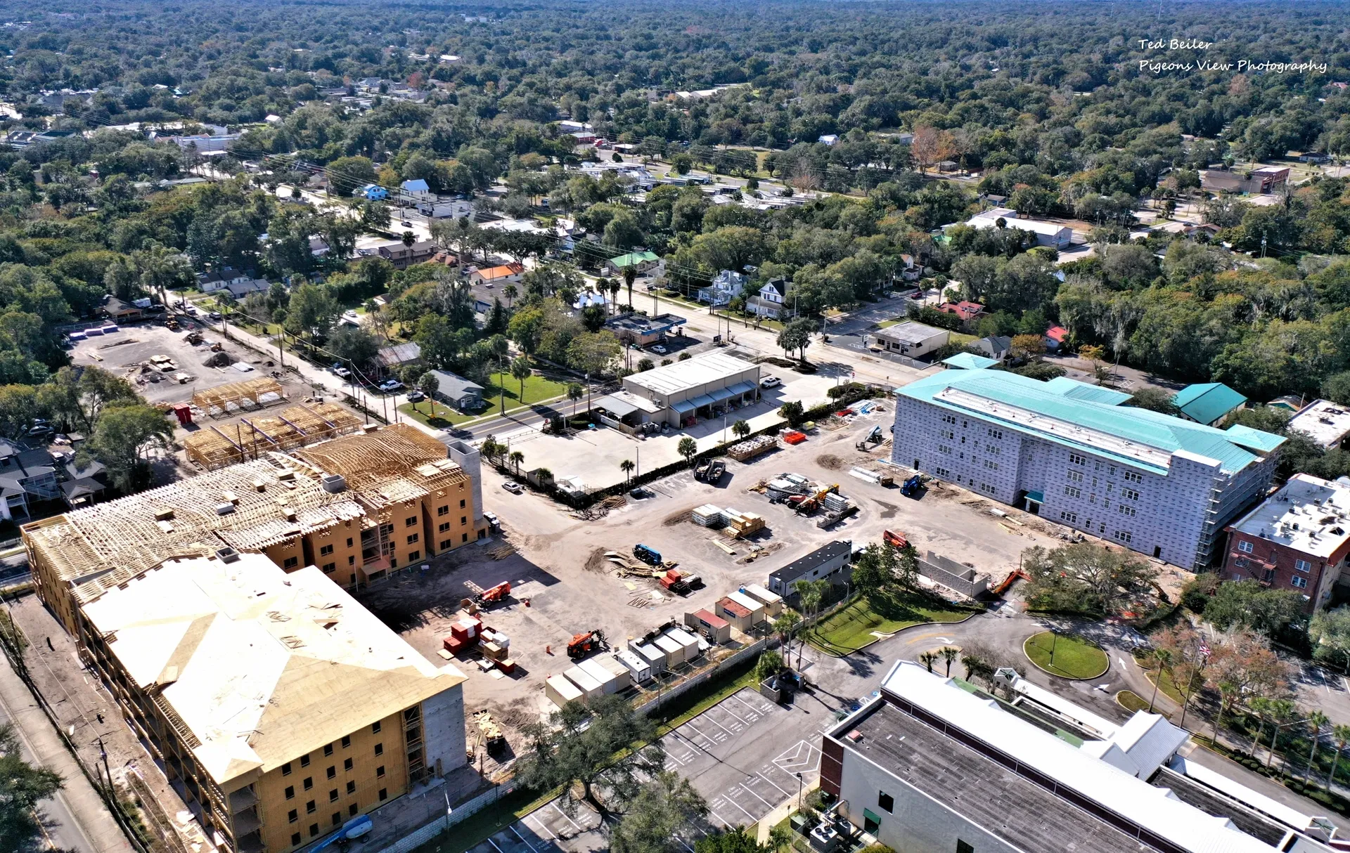 Aerial view of urban construction site