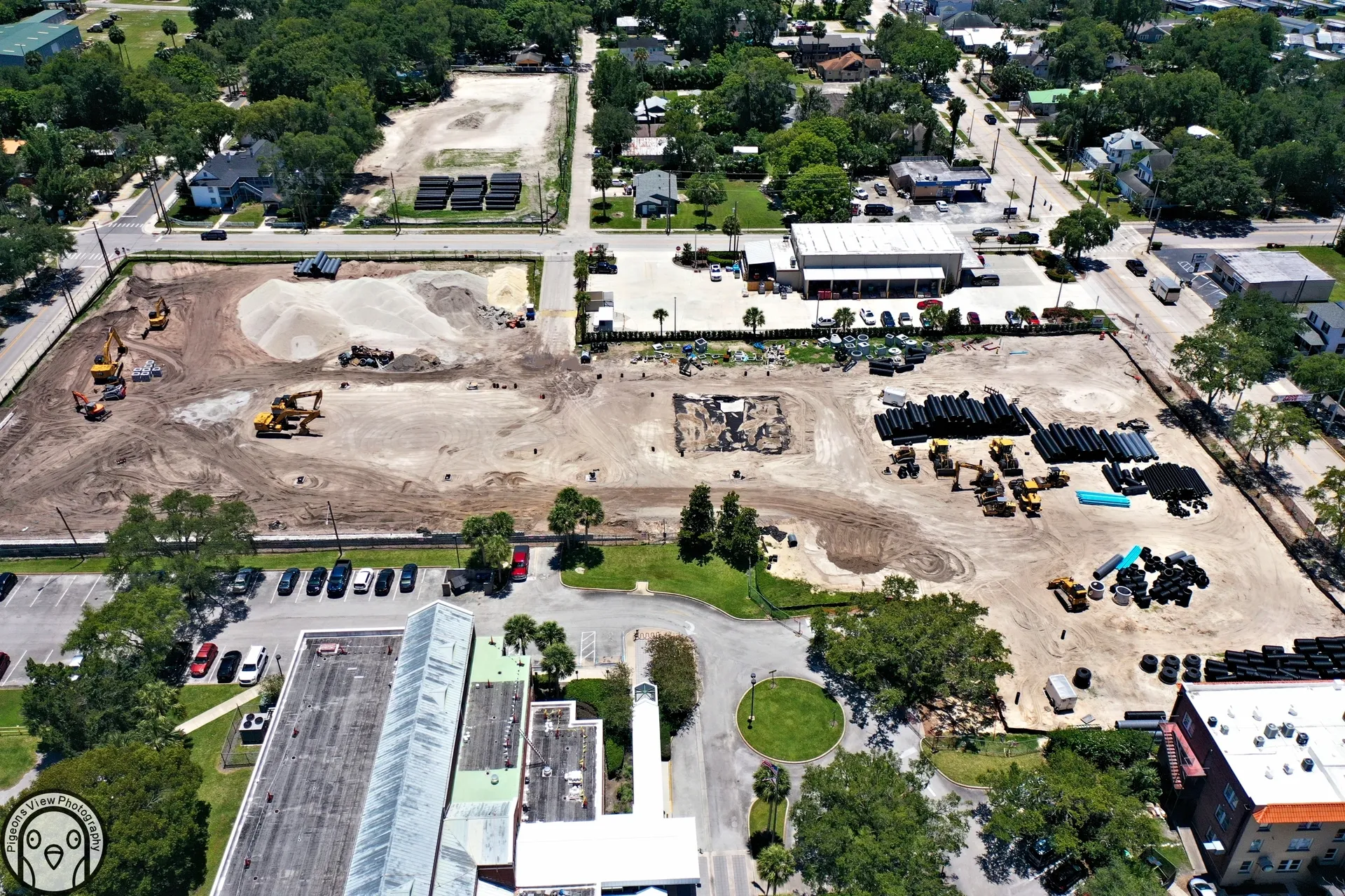 Aerial view of urban construction area