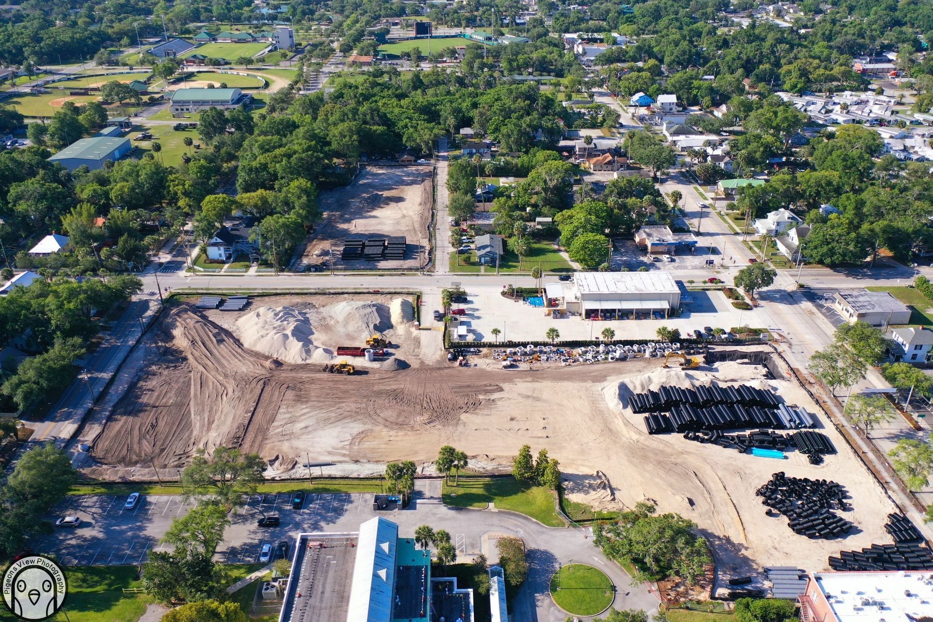 Aerial view of urban construction area