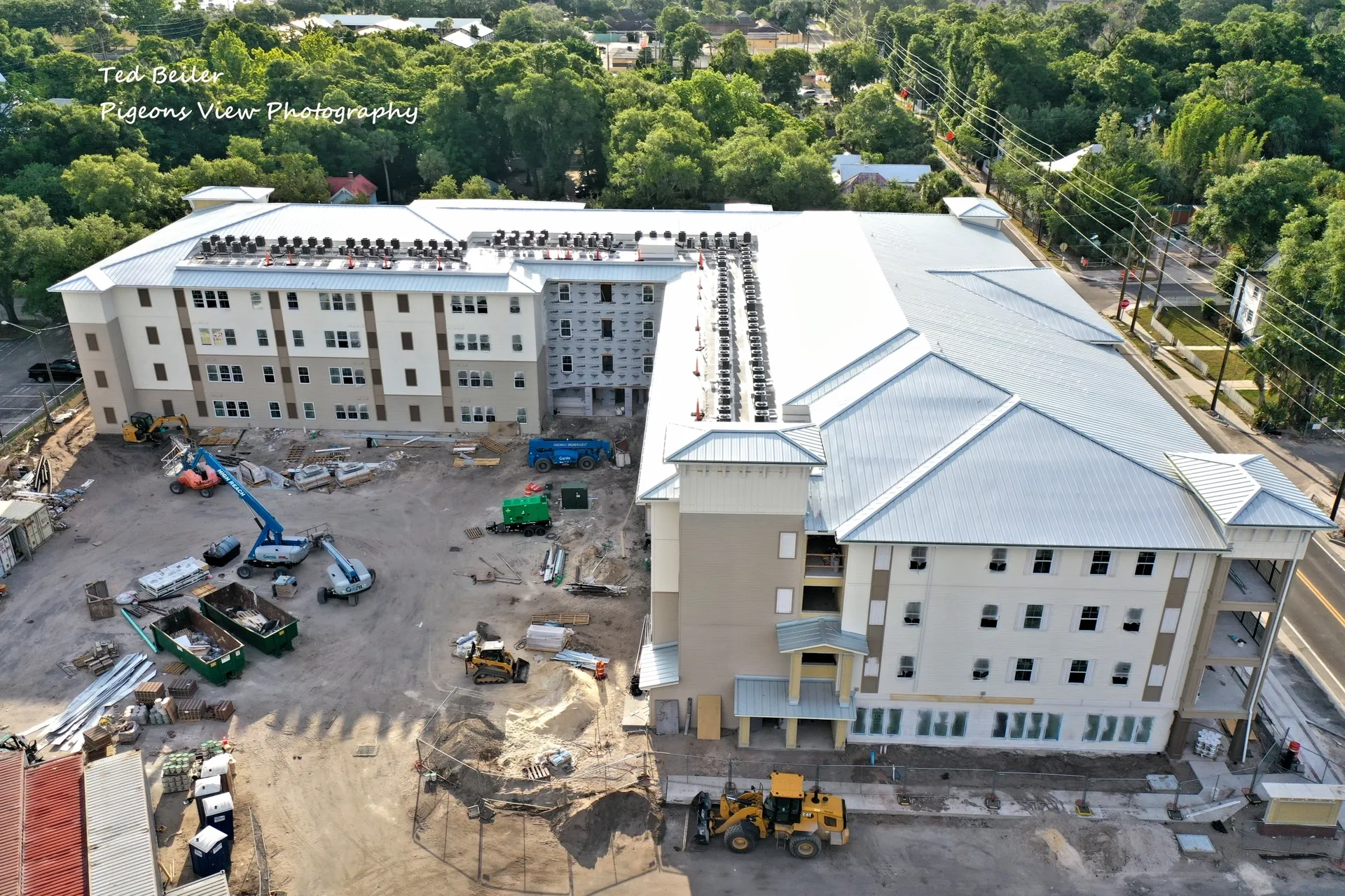 Building construction site with machinery