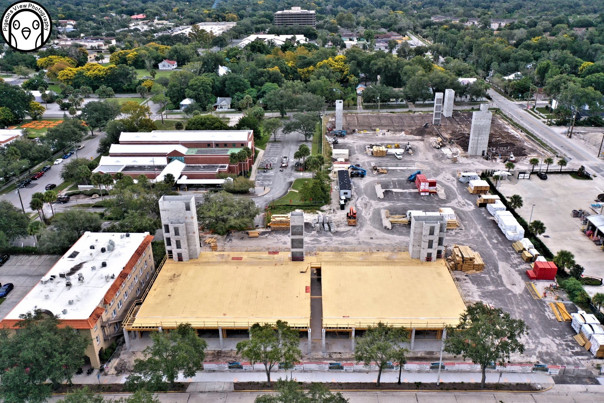 Aerial view of urban construction area