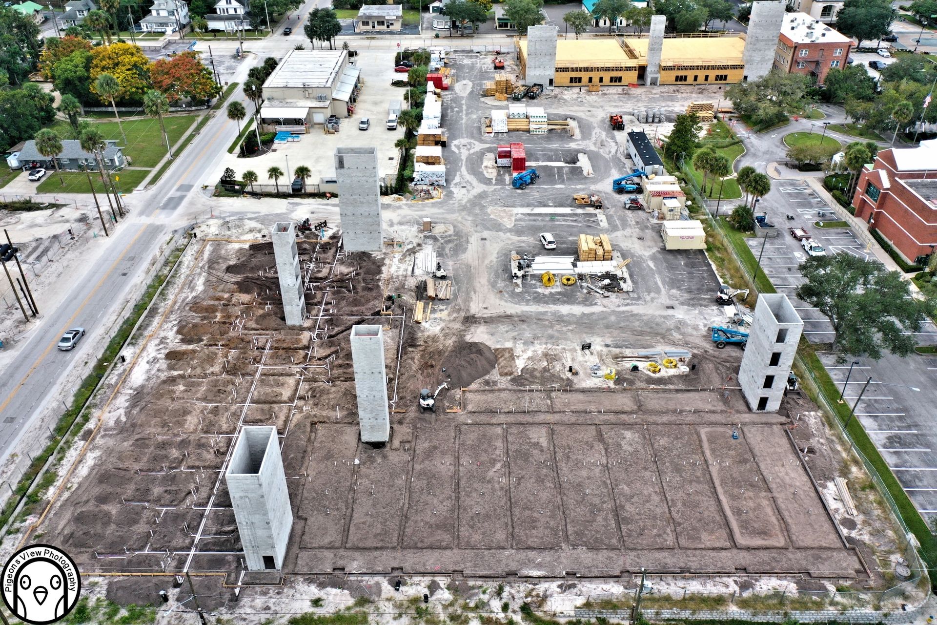 Aerial view of urban construction area