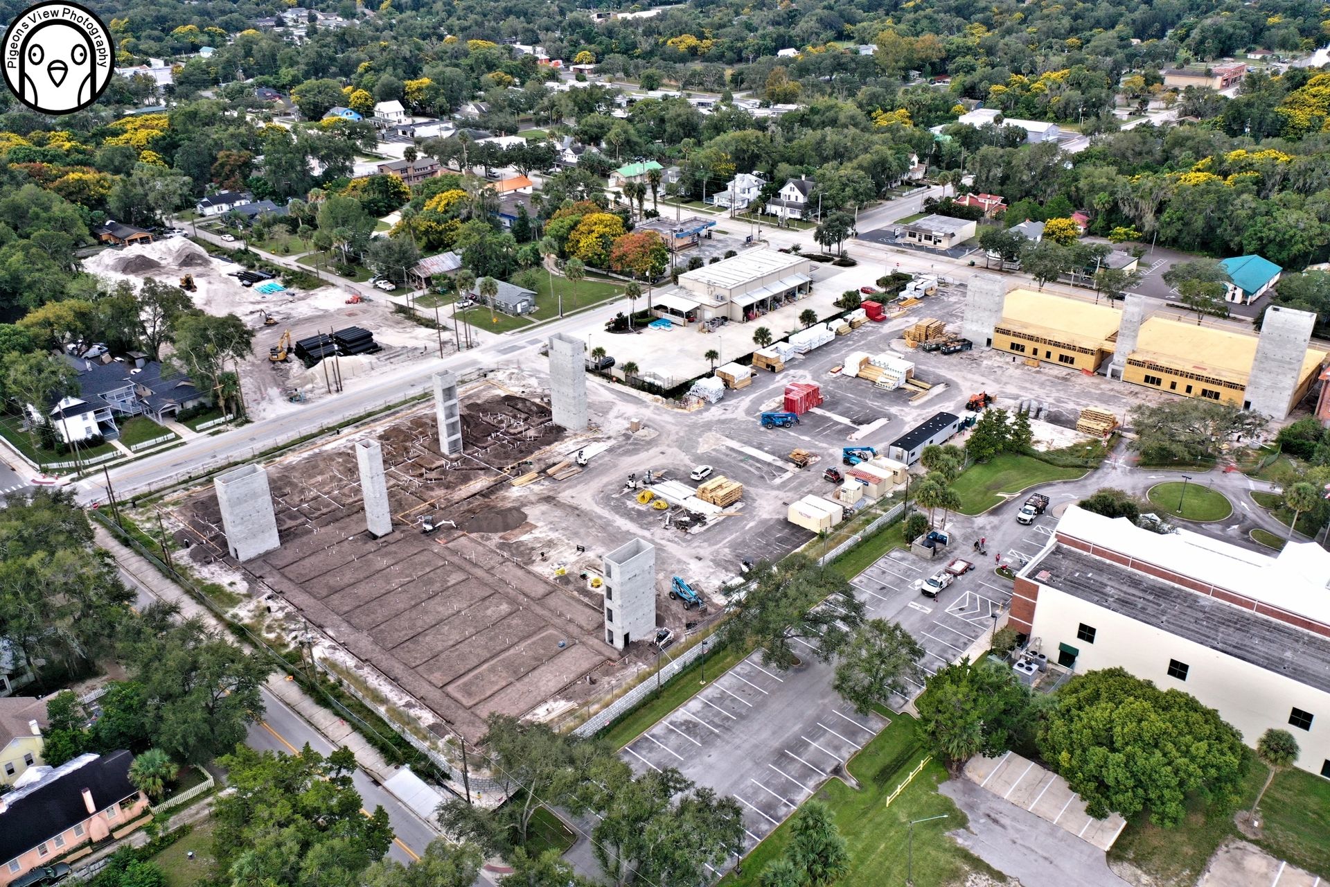 Building site and nearby roads from above.