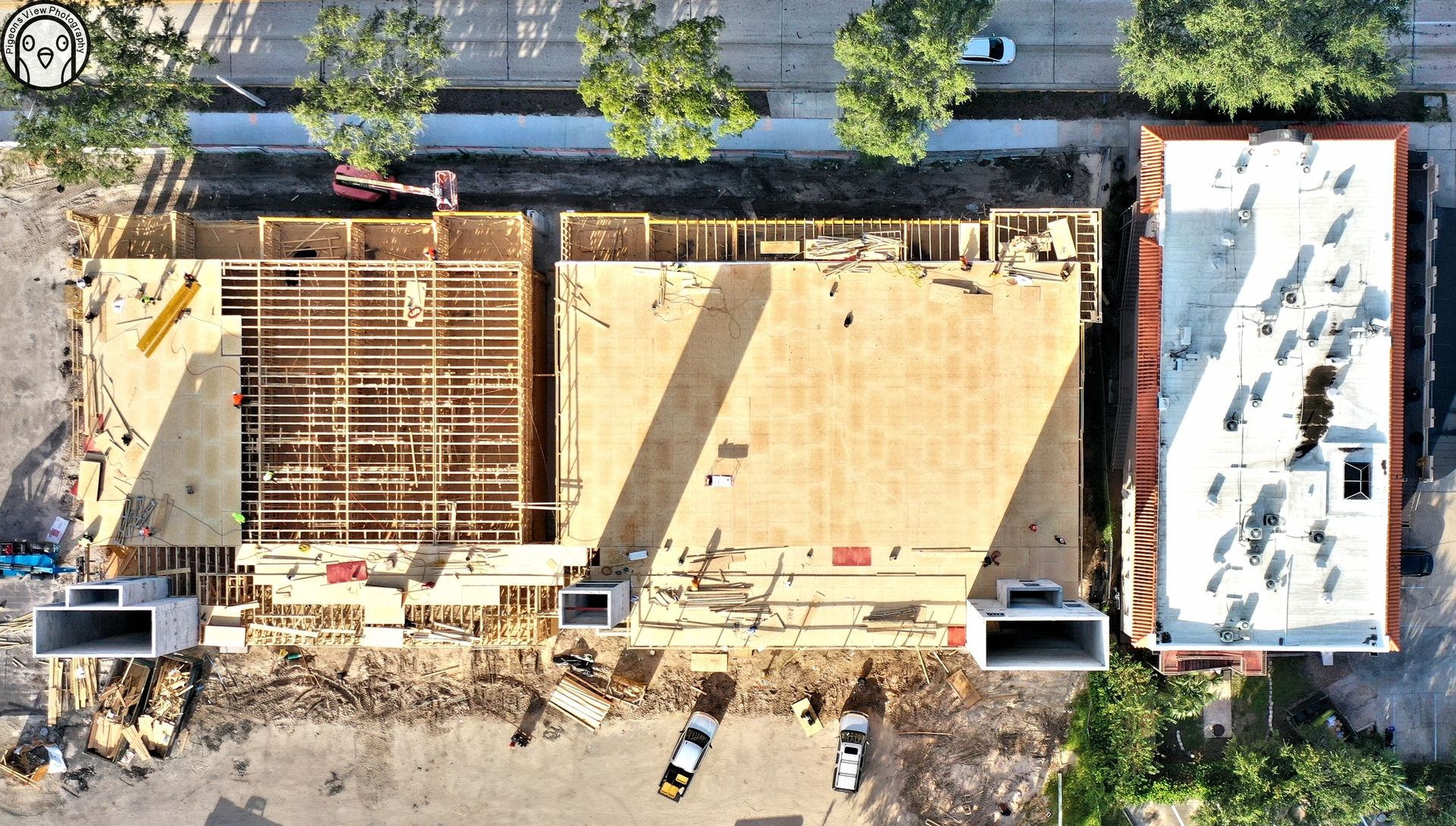 Top-down photo of construction progress.